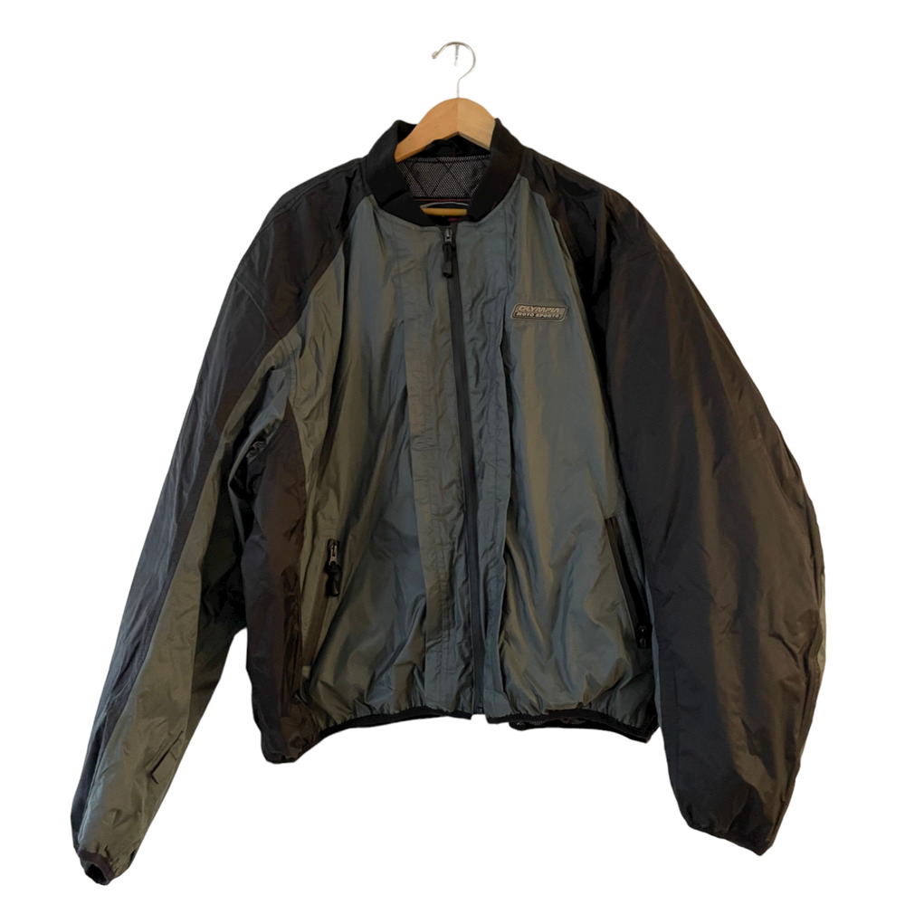 Olympia Moto Sports Sz 4XL Mens Windbreaker Jacket Full Zip Nylon Gray Black